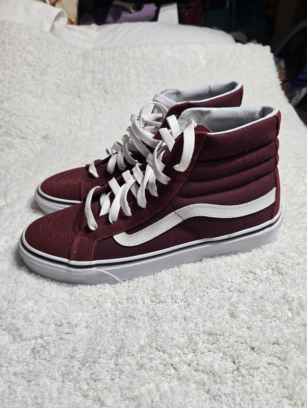 Vans Sk8-Hi high-top sneakers in burgundy Sz 8 W/ 6.5 M Like New